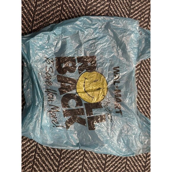 VTG 2000 Roll Back Wal-Mart Smiley Face Blue Plastic Shopping Bag Walmart READ - Picture 6 of 7
